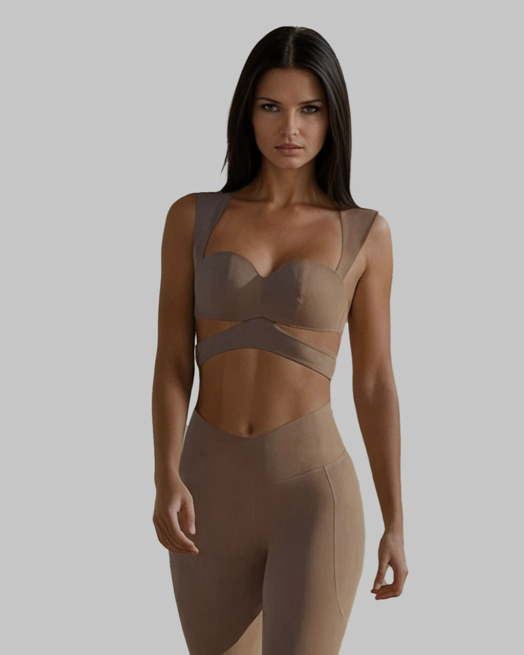 BROWN CUT OUT SPORT BRA