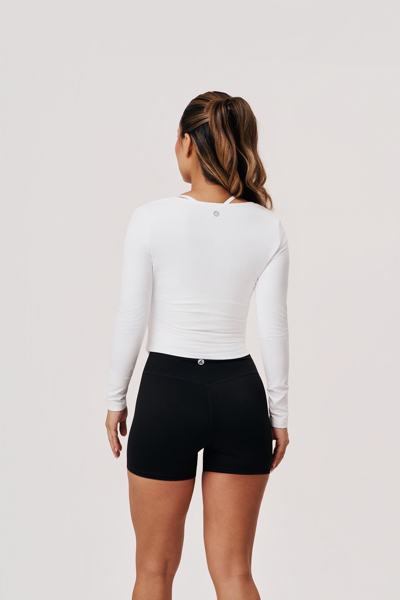 Hera Women's Long Sleeve Wrap Top in White | Cotton Yoga & Workout Shirt - SABEL