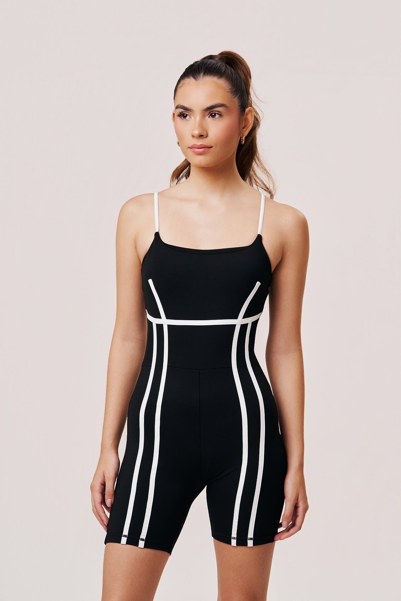 Aurora Women's Workout Jumpsuit in Black | Activewear Bodysuit with Adjustable Straps