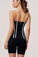 Aurora Women's Workout Jumpsuit in Black | Activewear Bodysuit with Adjustable Straps - SABEL