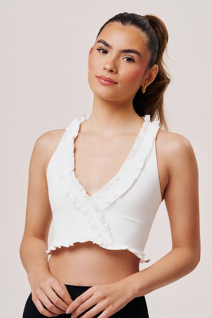 Nemesis Ruffle Sports Bra for Women | Stylish Workout & Gym Top - SABEL