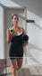 Gaia Romper | Women’s Black and White Workout Romper – Underwire Pilates Romper with Twist Back