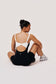 Women’s Black and White Workout Romper – Underwire Bustier Pilates Romper with Twist Back | Sabel Gaia Romper - SABEL