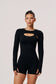 Ziva Women's Long Sleeve Workout Shrug in Black | Versatile Gym & Yoga Cover - Up - SABEL